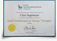 Zertifikat - Rapid Transformational Therapy Therapist Clara Tegtmeyer - RTT - 2023